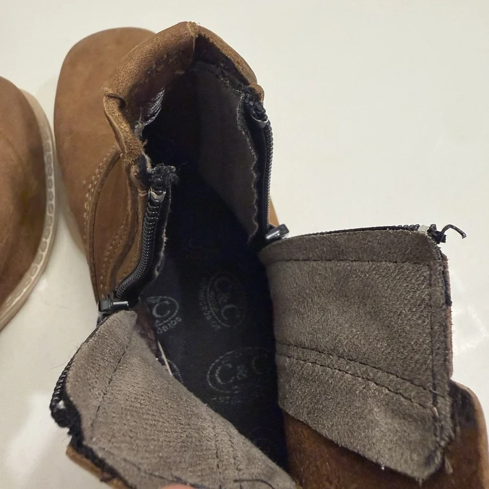 Kids Brazilian Leather Tan Brown Zip Up Wedge Ankle Boots US Youth 3 / 4 BRA 33 - Picture 9 of 9